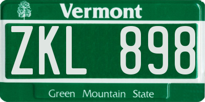 VT license plate ZKL898