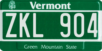 VT license plate ZKL904