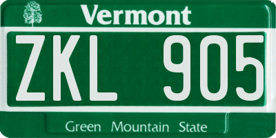 VT license plate ZKL905