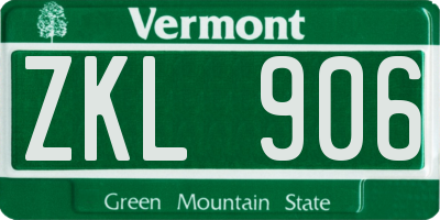 VT license plate ZKL906