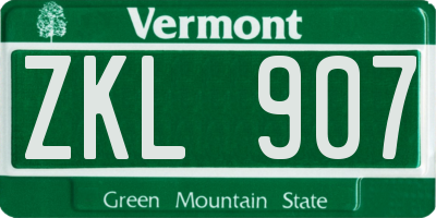 VT license plate ZKL907