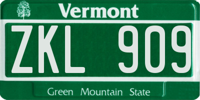 VT license plate ZKL909