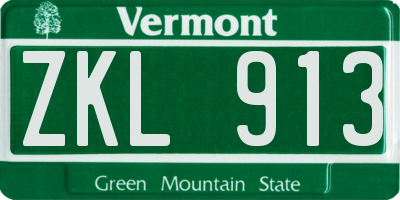 VT license plate ZKL913