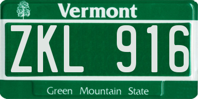 VT license plate ZKL916