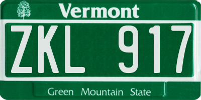 VT license plate ZKL917