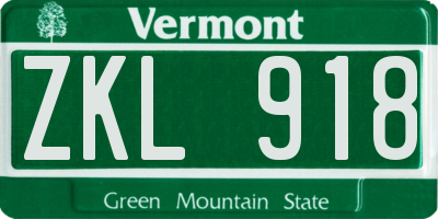 VT license plate ZKL918