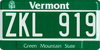 VT license plate ZKL919