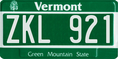 VT license plate ZKL921