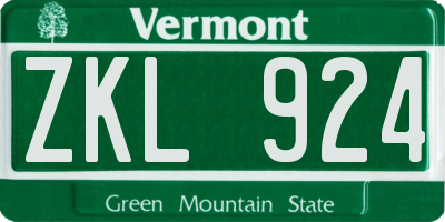 VT license plate ZKL924