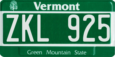 VT license plate ZKL925