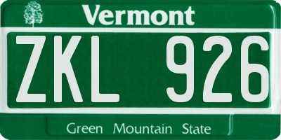 VT license plate ZKL926