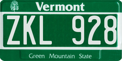 VT license plate ZKL928