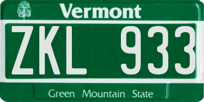 VT license plate ZKL933