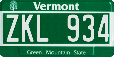VT license plate ZKL934