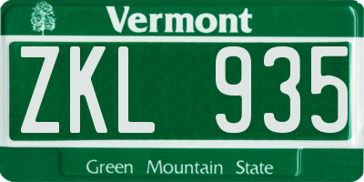 VT license plate ZKL935