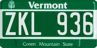 VT license plate ZKL936