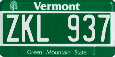 VT license plate ZKL937