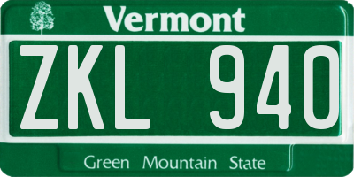 VT license plate ZKL940
