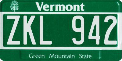 VT license plate ZKL942
