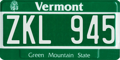 VT license plate ZKL945
