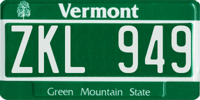 VT license plate ZKL949