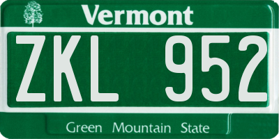 VT license plate ZKL952