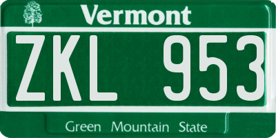 VT license plate ZKL953