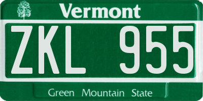 VT license plate ZKL955