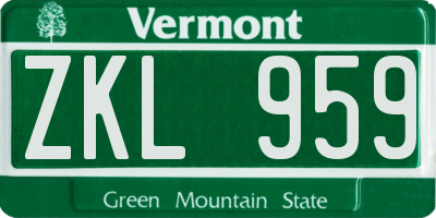 VT license plate ZKL959