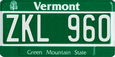 VT license plate ZKL960