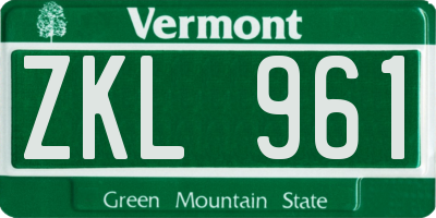 VT license plate ZKL961