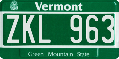 VT license plate ZKL963