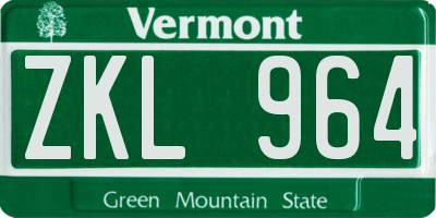 VT license plate ZKL964