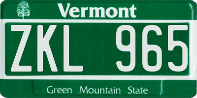 VT license plate ZKL965