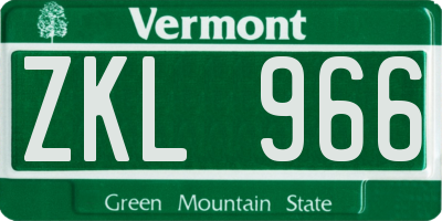 VT license plate ZKL966