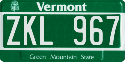 VT license plate ZKL967
