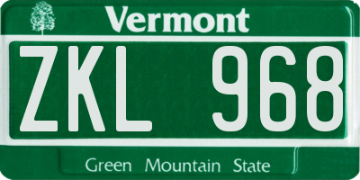VT license plate ZKL968