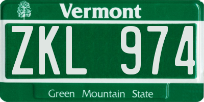 VT license plate ZKL974