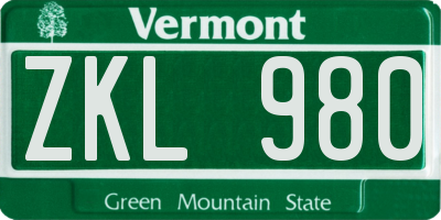 VT license plate ZKL980