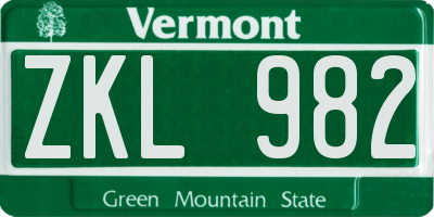 VT license plate ZKL982