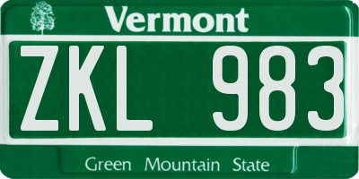 VT license plate ZKL983
