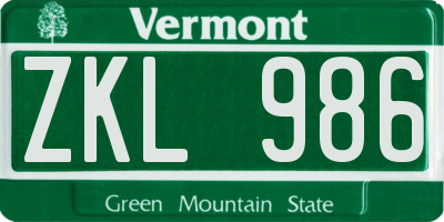 VT license plate ZKL986