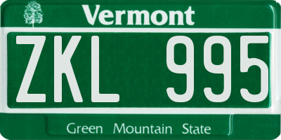 VT license plate ZKL995