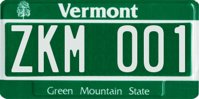 VT license plate ZKM001