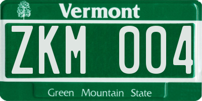 VT license plate ZKM004