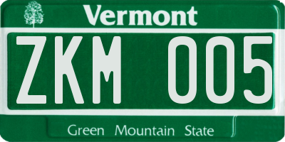VT license plate ZKM005