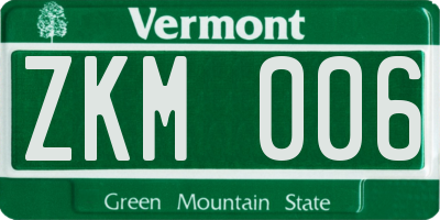 VT license plate ZKM006
