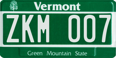 VT license plate ZKM007