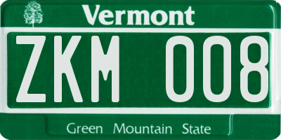 VT license plate ZKM008