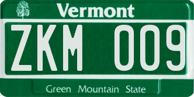 VT license plate ZKM009